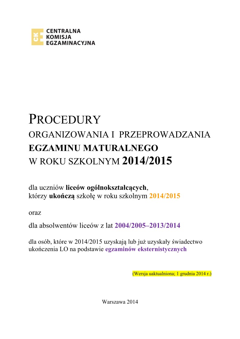 Informator maturzysty dla LO - matura 2015 - 01